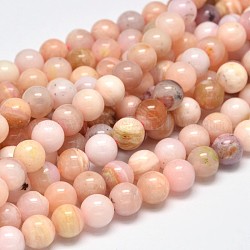 Runde natürliche rosa Opal Perle Stränge, 8 mm, Bohrung: 1 mm, ca. 47 Stk. / Strang, 15.5 Zoll