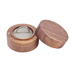 Boîtes de rangement rondes en bois, étui à rabat, avec fermoir magnétique, pour le mariage, proposition, La Saint-Valentin, grises , 5.3x3.5 cm