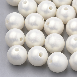 Perle acriliche dipinte a spruzzo, gommato, tondo, bianco crema, 18mm, Foro: 2.5 mm, circa 160pcs/500g