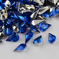 Garment Accessories Pointed Back Taiwan Acrylic Rhinestone Cabochons, Faceted Teardrop, Blue, 8x5x3.5mm