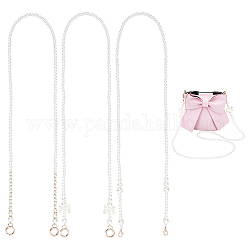 Wadorn 3 piezas 3 estilos plástico imitación perla bolsa correa cadenas, con broches de aleación, para accesorios de reemplazo de bolsas, blanco floral, 120 cm, 1pc / estilo