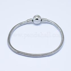 304 in acciaio europeo braccialetti di stile inossidabile per la produzione di gioielli, colore acciaio inossidabile, 200x3mm