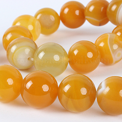 Natural Gemstone Agate Round Bead Strands, Dyed, Dark Orange, 14mm, Hole: 1mm, about 28pcs/strand, 15.16 inch
