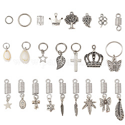 Kits de bijoux bricolage, avec poignets en fil d'aluminium, Pendentifs en alliage, pendentifs coquillages et anneaux de saut ouverts en fer, couleur mixte