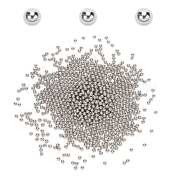 Edelstahl polierte Perlen, Schmuck polierte Accessoires, Runde, Edelstahl Farbe, 3 mm, ca. 450 g / Beutel
