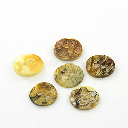Mother of Pearl Buttons, Akoya Shell Button, Flat Round, Mixed Color, 8x1mm, Hole: 1.5mm