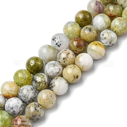 Chapelets de perles en opale vert naturel, ronde, 8mm, Trou: 0.9mm, Environ 48~49 pcs/chapelet, 15.28~15.59 pouce (38.8~39.6 cm)