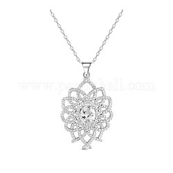 Ожерелье shegrace 925 из стерлингового серебра, с микро проложить ааа фианитами цветок кулон, платина, прозрачные, 17.7 дюйм