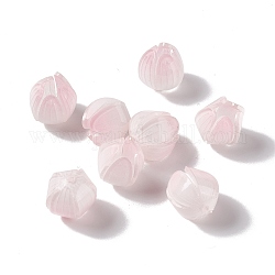 Perlas de acrílico de tulipán, imitación de jade, para la fabricación de la joya diy, rosa, 12.5x12.5x12.5mm, agujero: 1.6 mm