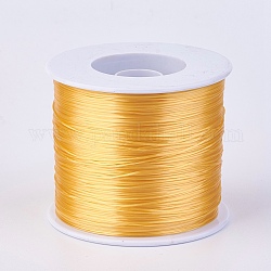 Cuerda de cristal elástica plana, Hilo de cuentas elástico, para hacer la pulsera elástica, vara de oro, 0.7mm, alrededor de 546.8 yarda (500 m) / rollo