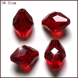 Imitation Austrian Crystal Beads, Grade AAA, Faceted, Bicone, Dark Red, 6x9.5mm, Hole: 0.7~0.9mm