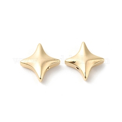 Perles en laiton, étoiles du nord, véritable 18k plaqué or, 9.5x9.5x3mm, Trou: 1mm