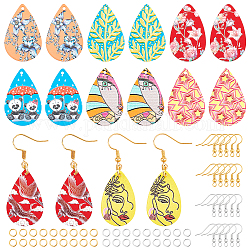 Kits de fabrication de boucles d'oreilles en fer bricolage nbeads, avec larme avec motif pendentifs en fer, anneaux sautés et crochets pour boucles d'oreilles, couleur mixte, 152 pcs / boîte