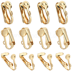 SUNNYCLUE 40Pcs 304 Stainless Steel Clip-on Earrings Findings, with Loops, for Non-pierced Ears, Real 18K Gold Plated, 16x12x7.5mm, Hole: 1.8mm