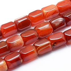 Filo di perline di agata naturale, tinti e riscaldato, colonna, arancione scuro, 19.5~20x14~15mm, Foro: 2 mm, circa 17~19pcs/filo, 14.76 pollice (37.5 cm)