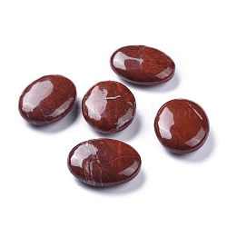 Pierre de palmier ovale en jaspe arc-en-ciel rouge naturel, pierre de poche de guérison reiki pour la thérapie de soulagement du stress anxieux, 45~45.5x35~35.5x14.5~15mm