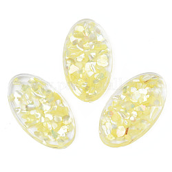 Cabochons de acrílico transparente, con la cáscara, oval, amarillo, 44x25x5mm