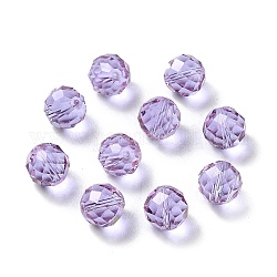 Verre imitation perles de cristal autrichien, facette, ronde, lilas, 10mm, Trou: 1mm
