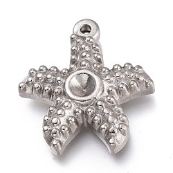 304 configuración de rhinestone colgantes de acero inoxidable, forma de estrella de mar, color acero inoxidable, 22x21x5mm, agujero: 1.2 mm, aptos para 3 mm de diamante de imitación