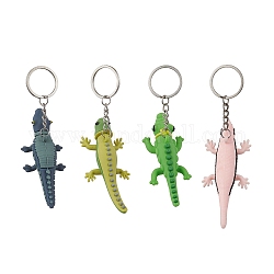 Porte-clés en plastique pvc crocodile/lézard de dessin animé, avec porte-clés fendus, couleur mixte, 10.1~12.7 cm