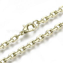 Brass Cable Chains Necklace Making, with Brass Lobster Clasps, Unwelded, Light Gold, 18.3 inch(46.5cm) long, link: 5.5x4x1mm, jump ring: 5x1mm, 3mm inner diameter