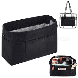 Inserto organizador de bolso, bolsa de almacenamiento de nailon, con cremallera de hierro, negro, 38x20x1.5 cm
