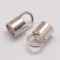 Rhodium Plated 925 Sterling Silver Cord Ends, Platinum, 7.5x4.5x4mm, Hole: 3mm