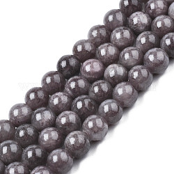 Natural Dyed Yellow Jade Gemstone Bead Strands, Round, Gray, 8mm, Hole: 1mm, about 50pcs/strand, 15.7 inch