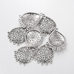 Alloy Links, Cadmium Free & Lead Free, teardrop, Antique Silver Color, 37x26.5x1.5mm, Hole: 2mm