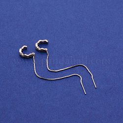 Boucles d'oreilles pendantes longues en argent sterling plaqué rhodium 925, fil d'oreille avec breloque initiale c pour femme, platine, 97mm, pin: 0.7 mm