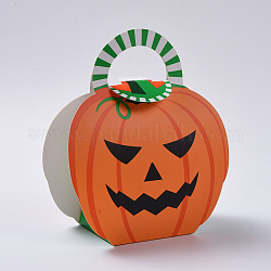 Halloween Party Favor Treat Boxes, Gift Candy Boxes, for Halloween Decoration Party Supplies, Pumpkin Jack-O'-Lantern, Orange, 18.5x15.8x7.05cm