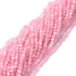 Katzenauge Perlen Stränge, Runde, facettiert, rosa, 3 mm, Bohrung: 0.2 mm, 14.17 Zoll (36 cm), 122 Stk. / Strang