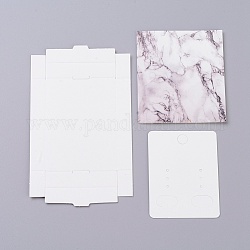 Boîtes en papier kraft et cartes d'affichage de bijoux de boucle d'oreille, boîtes d'emballage, avec motif de texture en marbre, blanc, taille de la boîte pliée : 7.3x5.4x1.2 cm, carte d'affichage: 6.5x5x0.05cm