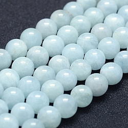 Natürliche Aquamarin Perlen Stränge, Klasse ab +, Runde, 8 mm, Bohrung: 1 mm, ca. 49 Stk. / Strang, 15.5 Zoll (39.5 cm)