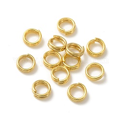 Anillos partidos de latón, sin plomo y el cadmio, anillos de salto de doble bucle, real 24k chapado en oro, 24 calibre, 4x1.7mm, diámetro interior: 3 mm