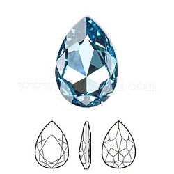 Austrian Crystal Rhinestone, 4327, Crystal Passions, Foil Back, Faceted Pear Fancy Stone, 202_Aquamarine, 30x20x4mm