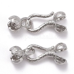 Verrouillage des pointes de perles en laiton doubles, calotte embouts par des boucles, couvre-nœuds à clapet, platine, 13.5x7mm, diamètre intérieur: 5 mm, 8x6x5.5mm, diamètre intérieur: 4 mm