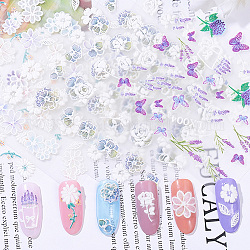 3D Flower Nail Art Sticker Decals, Butterfly Lace Leaf Self-Adhesive Carving Design Nail Art, for Women Girl Nail Tips Decorations, Mixed Color, 7x6.3cm