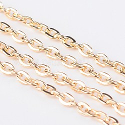 Iron Cable Chains, Unwelded, with Spool, Flat Oval, Light Gold, 3x2x0.5mm, about 328.08 Feet(100m)/roll