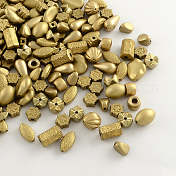 Chapado perlas de acrílico, estilo mezclado, oro chapado, 8~17x4~11x4~11mm, agujero: 1~3 mm