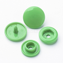 Fermetures à pression en résine, boutons imperméables, plat rond, vert printanier, bouchon: 12x6.5mm, pin: 2 mm, stud: 10.5x3.5mm, Trou: 2mm, prise: 10.5x3 mm, Trou: 2mm