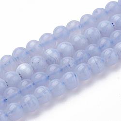 Natürlichen blauen Chalcedon Bead Stränge, Runde, 4 mm, Bohrung: 0.5 mm, ca. 104 Stk. / Strang, 15.7 Zoll