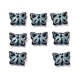 Opaque Acrylic Beads, Metal Enlaced, Butterfly, Black, 11x14.5x5mm, Hole: 1.8mm, about 740pcs/500g