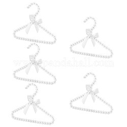 Ahandmaker 5 paquet de perles de nacre en métal élégants cintres, petit cintre pour animaux de compagnie cintres en plastique perlé perlé, pour chats et chiens de compagnie, vêtements de marionnettes (lin)