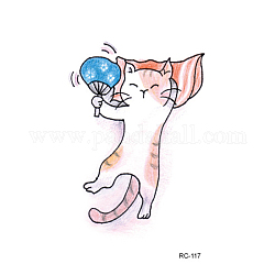 動物テーマ取り外し可能な一時的な防水タトゥー紙ステッカー  猫の模様  10.5x6cm