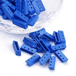 Enlaces de múltiples hilos de aleación pintados con spray, para la fabricación de pulseras elásticas de azulejos, Rectángulo, azul, 5x14x4mm, agujero: 1 mm