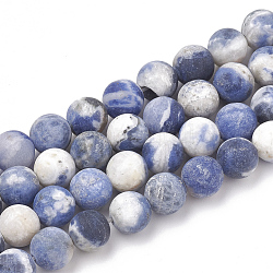 Chapelets de perles en sodalite naturelle, mat, ronde, 12mm, Trou: 1.5mm, Environ 31~33 pcs/chapelet, 14.9~15.1 pouce (38~38.5 cm)