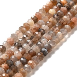 Natürliche Multi-Mondstein-Perlenstränge, facettiert, Rondell, 5x3 mm, Bohrung: 0.7 mm, ca. 98 Stk. / Strang, 15.55'' (39.5 cm)