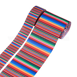 2 Rolls 2 Style Stripe Pattern Printed Polyester Grosgrain Ribbon, for DIY Bowknot Accessories, Mixed Color, 1roll/style