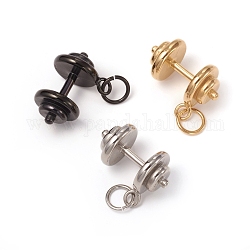 304 Stainless Steel Pendants, Sports Charms, with Jump Ring, Dumbbell, Mixed Color, 22.5x29x16mm, Jump Ring: 10x1.5mm, Inner Diameter: 7mm